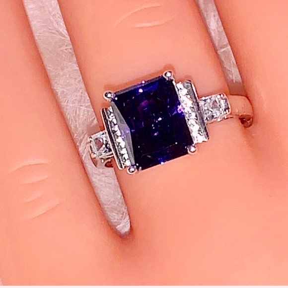 Dark Mystifying Tanzanite Emerald Cut Ring Gorgeous! - Picture 2 of 16